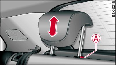 Asiento trasero: Ajustar, desmontar y montar el apoyacabezas